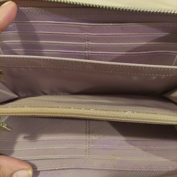 Coach Light Taupe & Lilac Card Bill ID coin Zip Around Accordion Wallet EUC - Picture 5 of 10